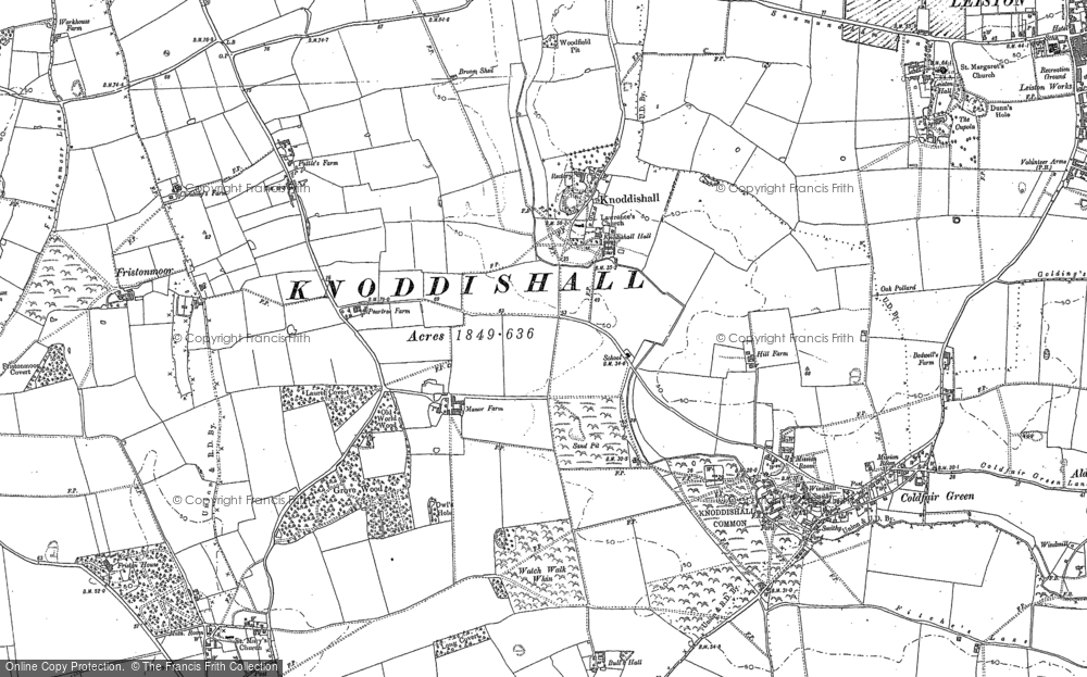 Old Map of Knodishall, 1882 in 1882
