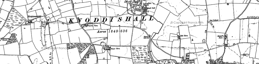 Old map of Knodishall in 1882