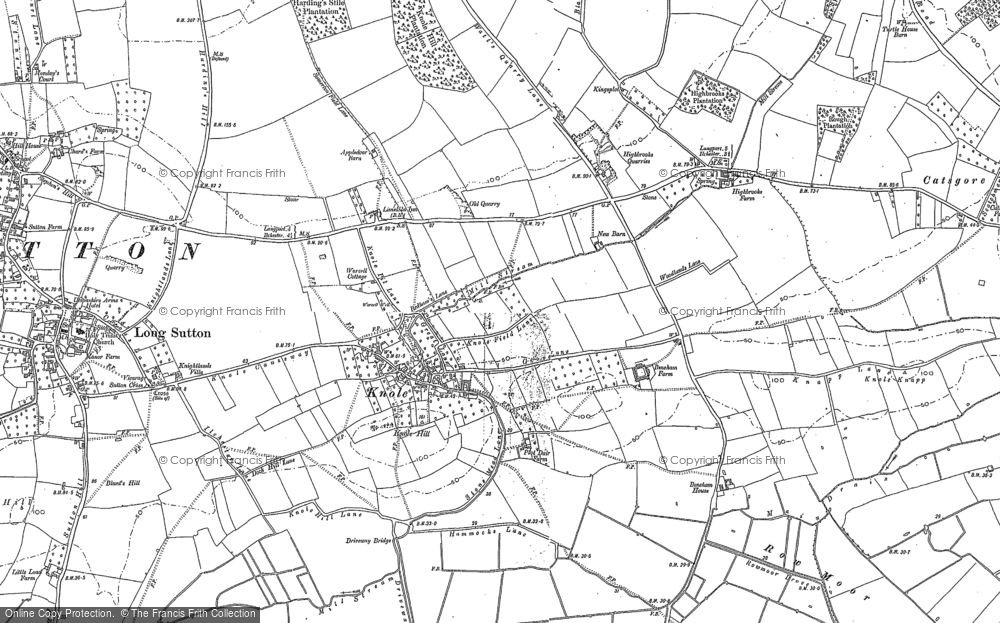 Old Map of Historic Map covering Black's Moor Hill in 1885