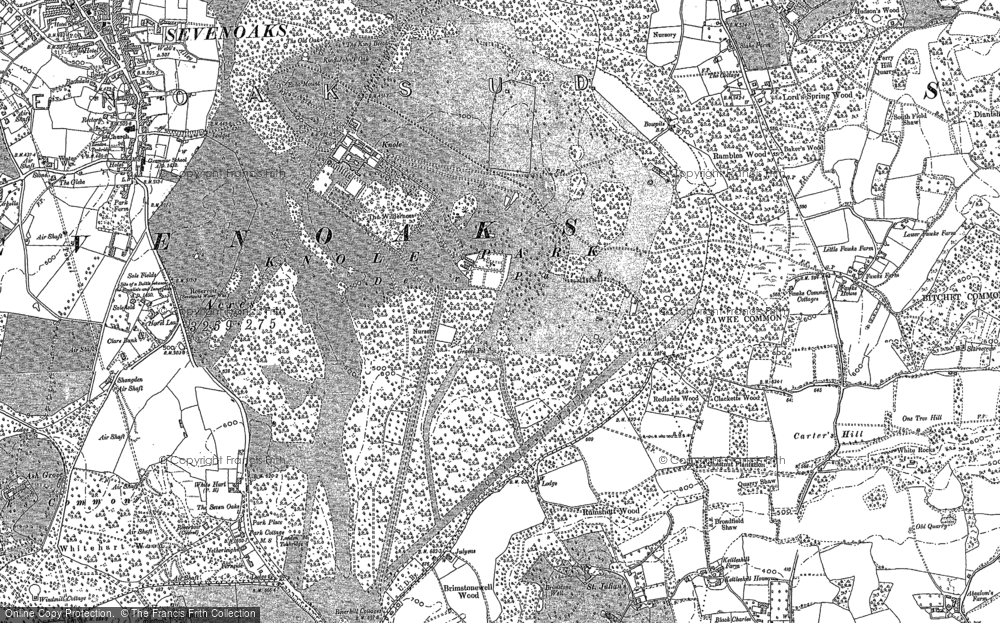 Old Map of Knole Park, 1869 - 1895 in 1869