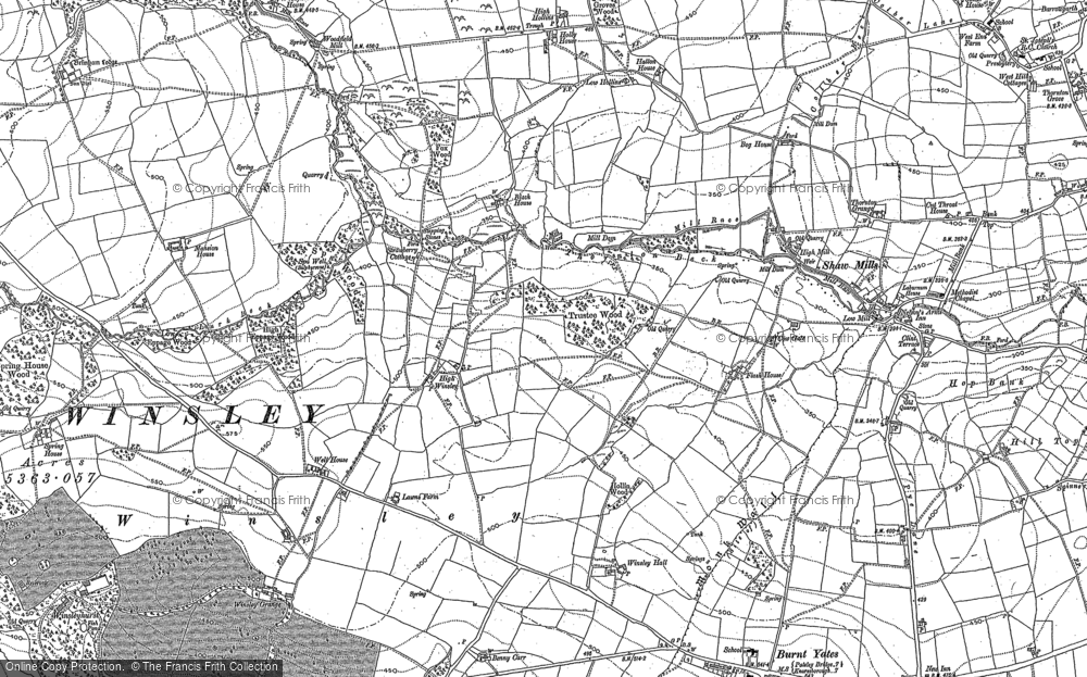 Old Map of Historic Map covering Braithwaite Sike in 1908