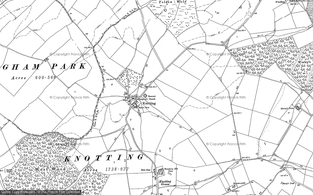 Old Map of Historic Map covering Yelden Wold in 1882