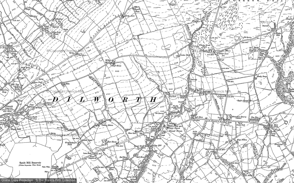 Old Map of Historic Map covering Ward Green Cross in 1892