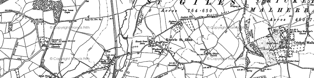Old map of Knowle St Giles in 1886