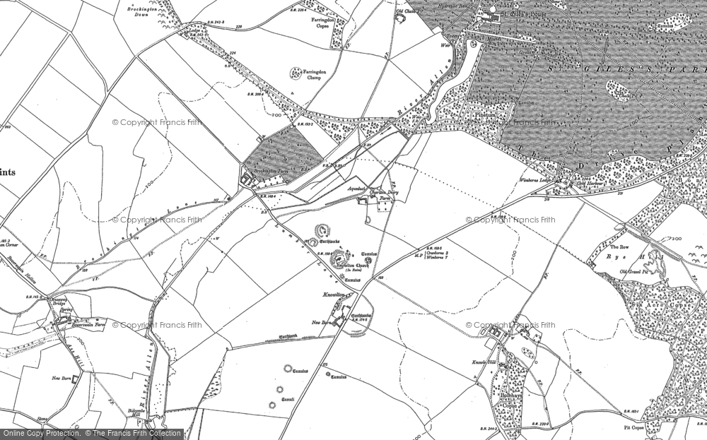 Old Map of Historic Map covering Brockington Down in 1886