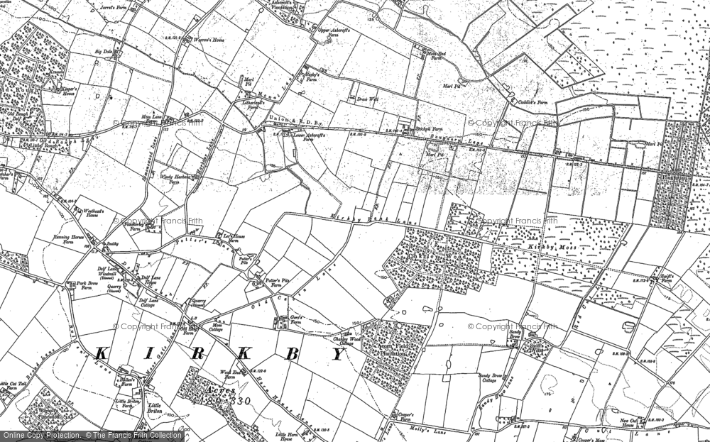 Old Map of Historic Map covering Moss Side in 1890
