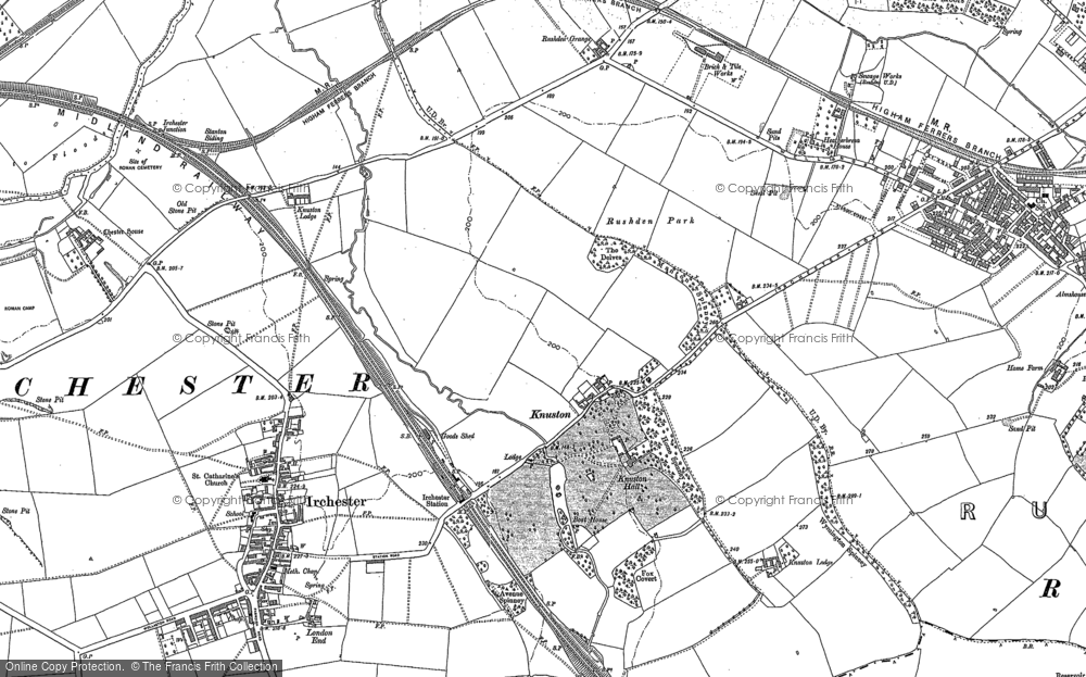 Old Map of Knuston, 1885 - 1899 in 1885