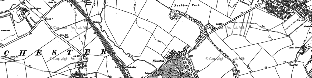 Old map of Knuston in 1885