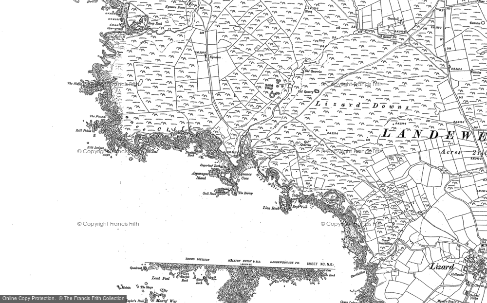 Old Map of Historic Map covering Asparagus Island in 1878