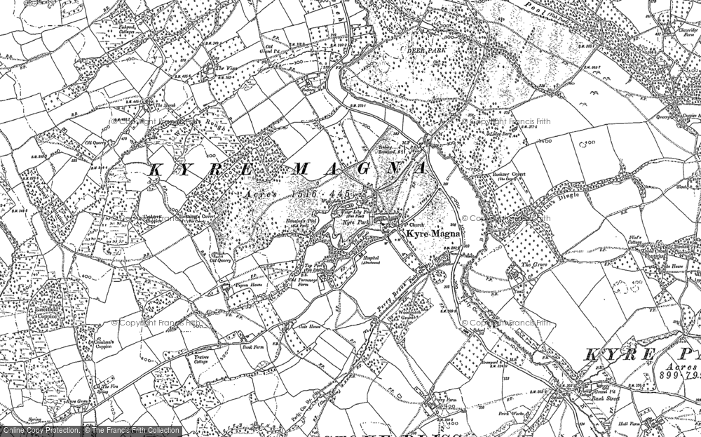 Old Map of Historic Map covering Kyre Green in 1902
