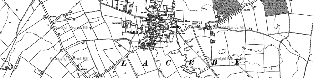 Old map of Laceby in 1886