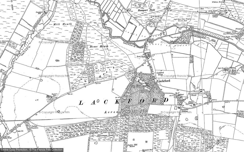 Old Map of Lackford, 1882 - 1883 in 1882