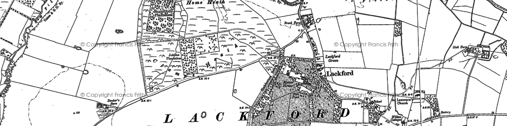 Old map of Lackford in 1882