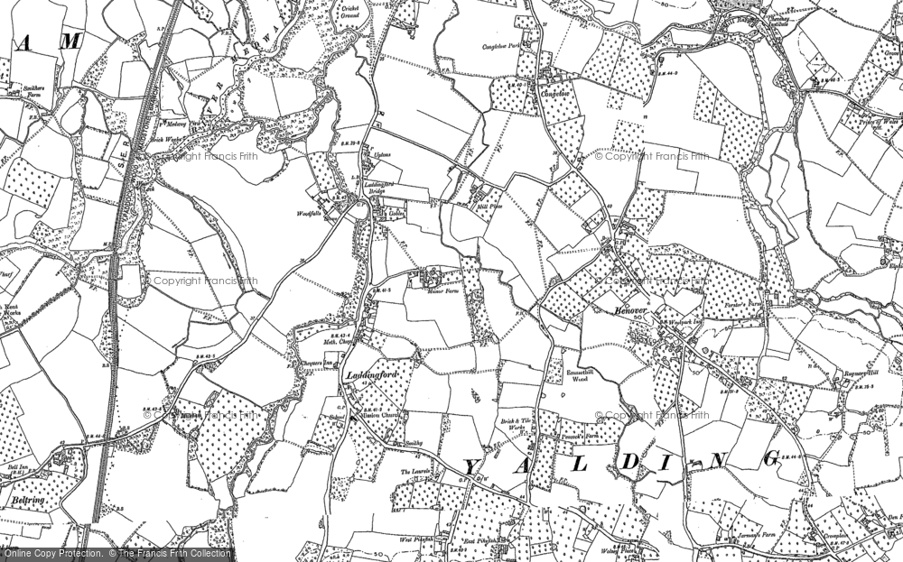 Old Map of Historic Map covering Beltring in 1895