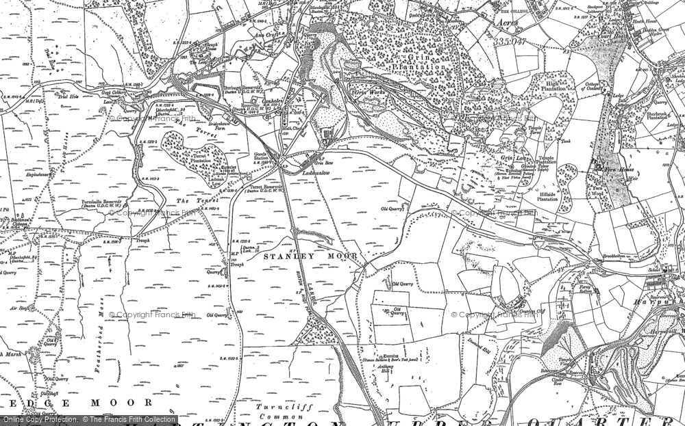 Old Map of Historic Map covering Whetstone Ridge in 1879