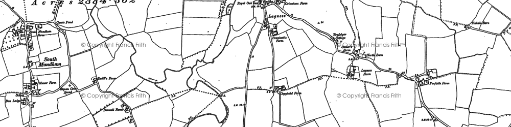 Old map of Lagness in 1847