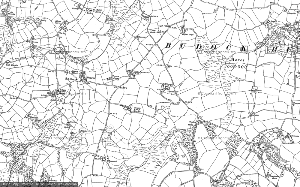 Old Map of Historic Map covering Argal Resr in 1906