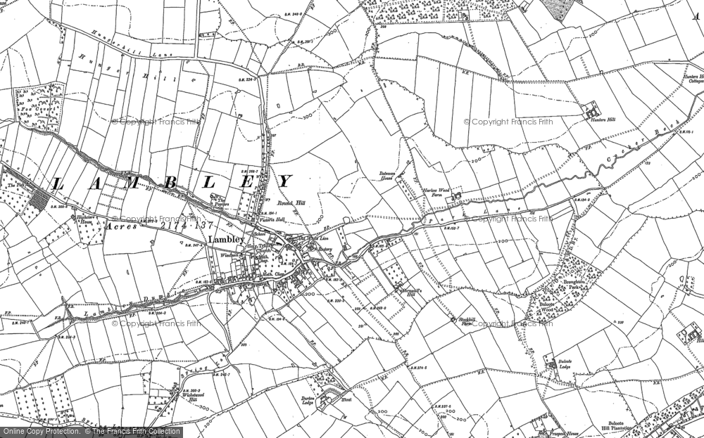 Old Map of Lambley, 1883 in 1883