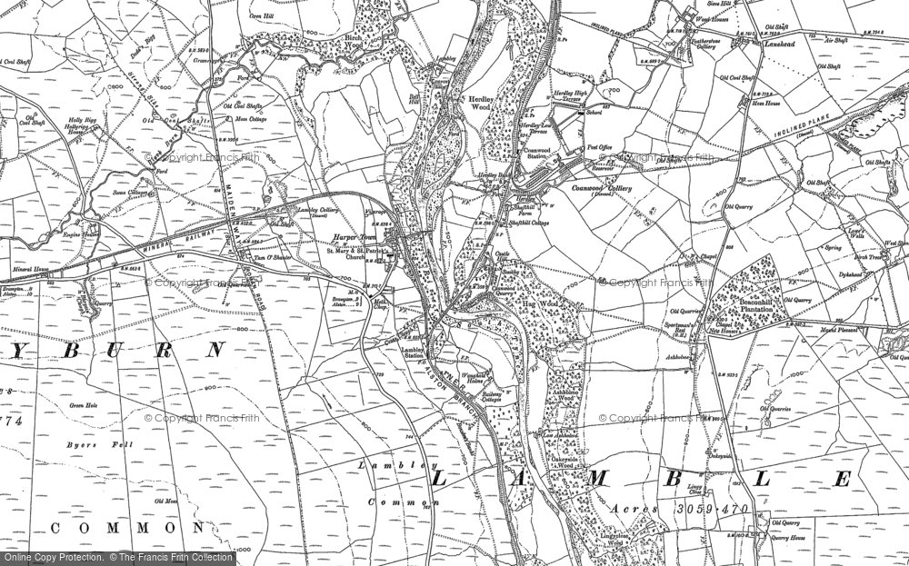 Old Map of Lambley, 1895 in 1895