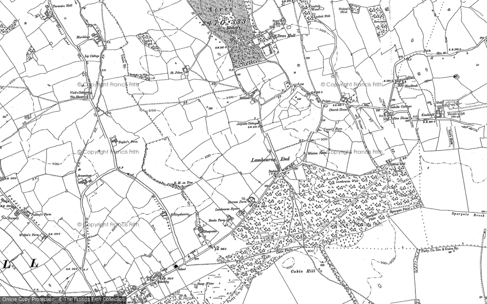 Old Map of Historic Map covering Billingsbourne in 1895