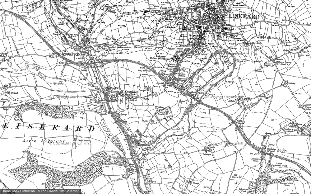 Old Map of Historic Map covering Lodge Hill in 1881