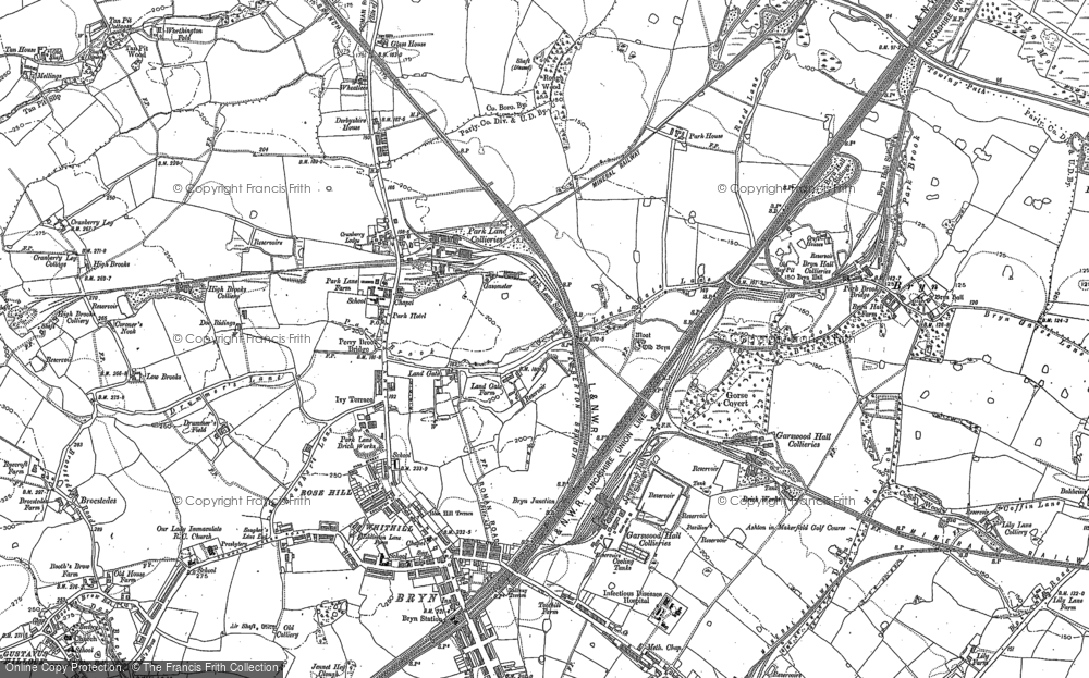 Old Map of Historic Map covering Stubshaw Cross in 1892