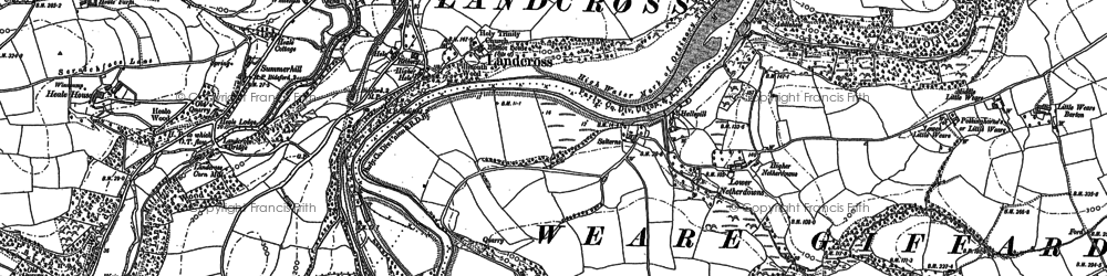 Old map of Landcross in 1886