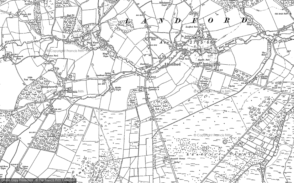Old Map of Landford, 1908 in 1908