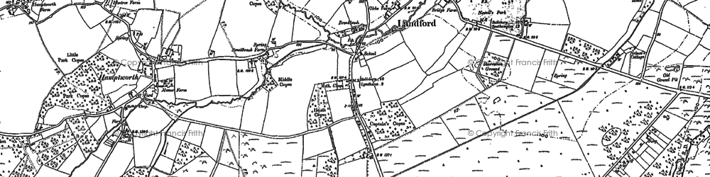 Old map of Landford in 1908