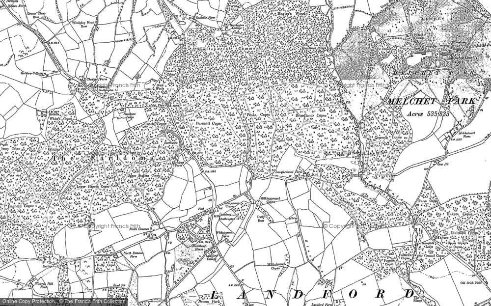 Old Map of Historic Map covering Whiteparish Common in 1895