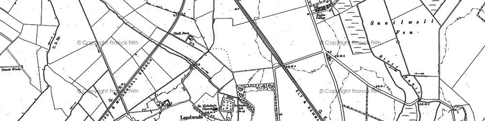 Old map of Landwade in 1884