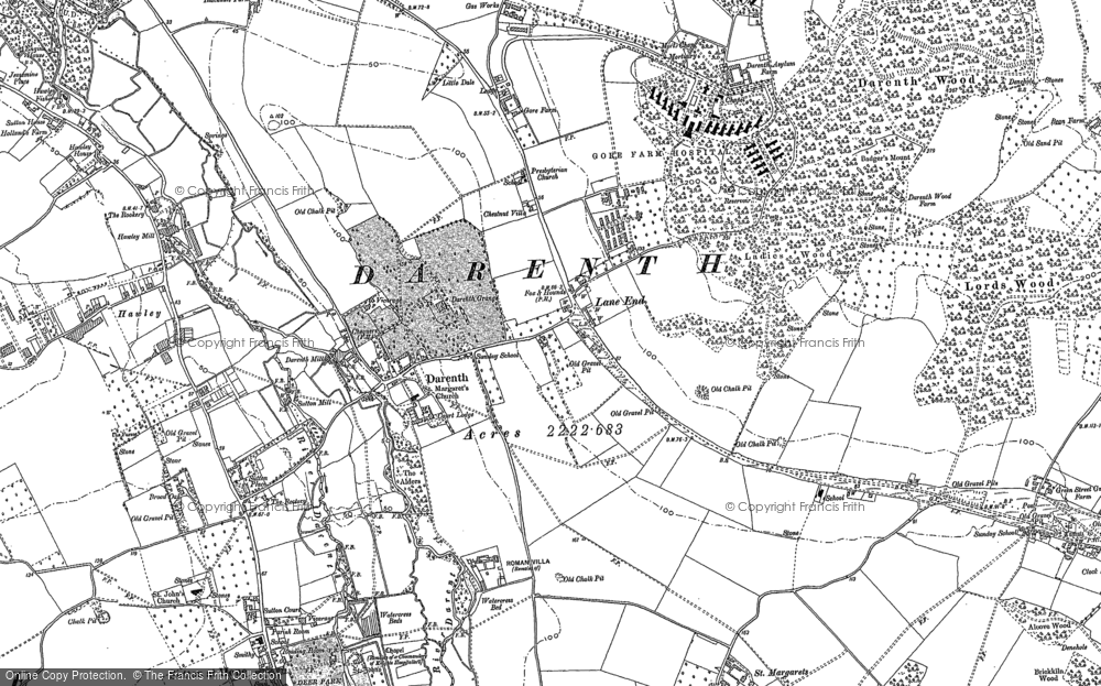 Old Map of Historic Map covering Darenth in 1895