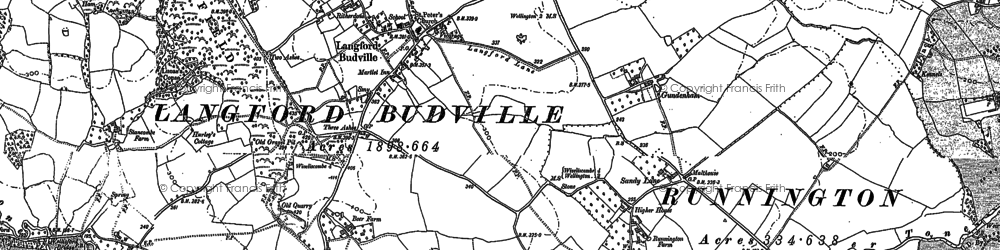 Old map of Langford Budville in 1887