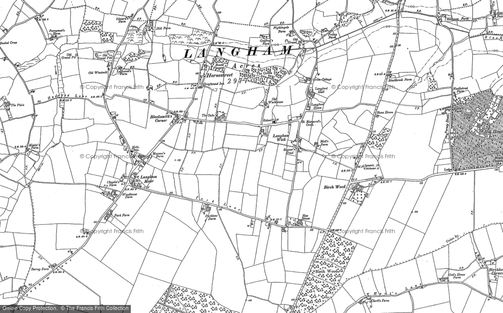 Old Map of Historic Map covering Lamb Corner in 1896