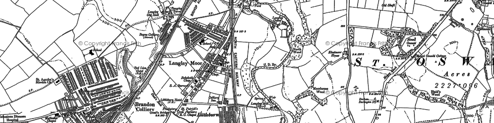 Old map of Langley Moor in 1895