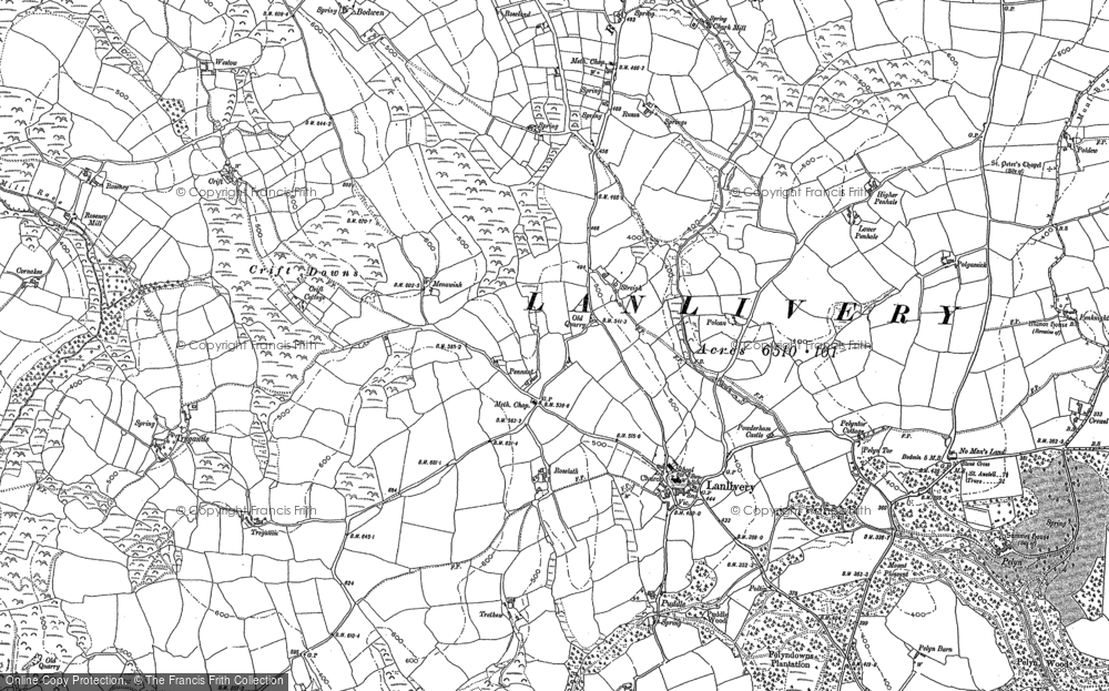 Old Map of Lanlivery, 1881 in 1881