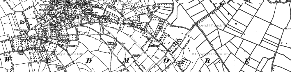 Old map of Barrow's Hams in 1884