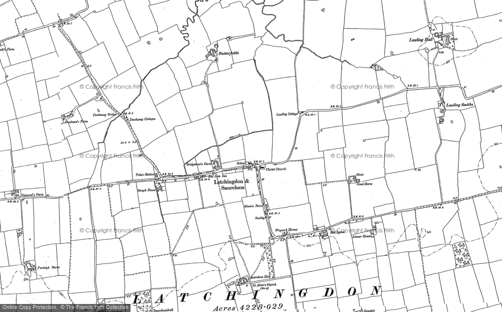 Old Map of Historic Map covering Butterfields in 1895