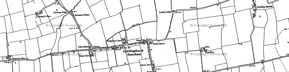 Old map of Latchingdon in 1895