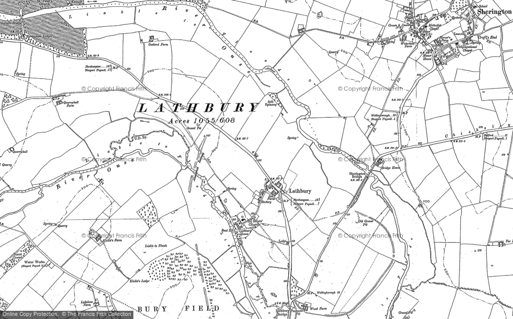 Old Map of Historic Map covering Bury Field in 1899
