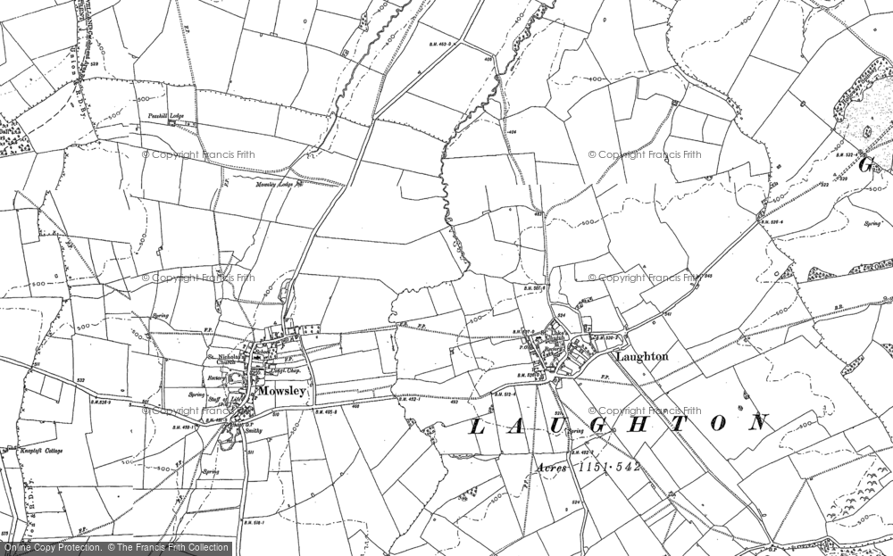 Old Map of Historic Map covering Laughton Hills in 1885