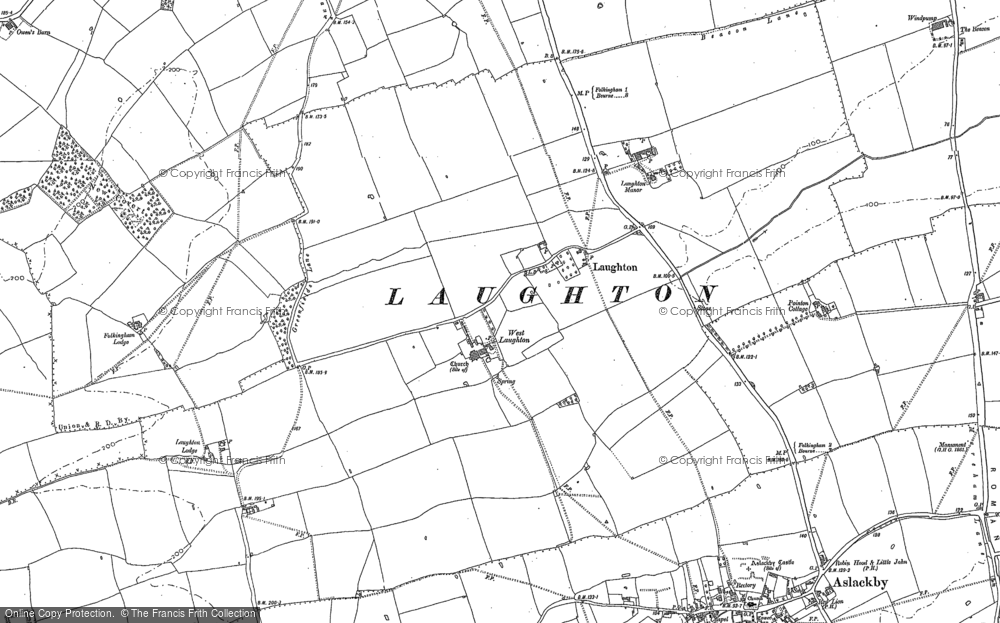 Old Map of Historic Map covering Laughton Manor in 1886