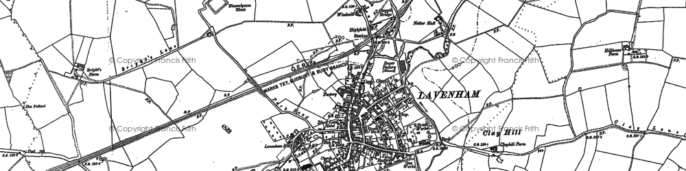 Old map of Lavenham in 1884