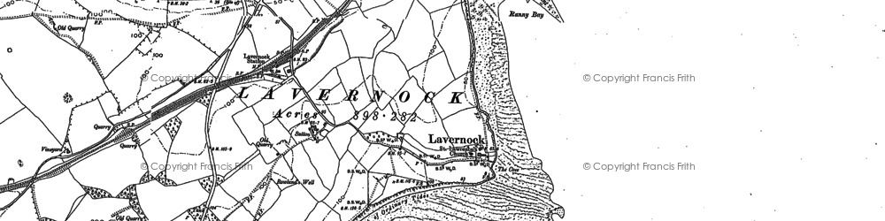 Old map of Lavernock in 1915