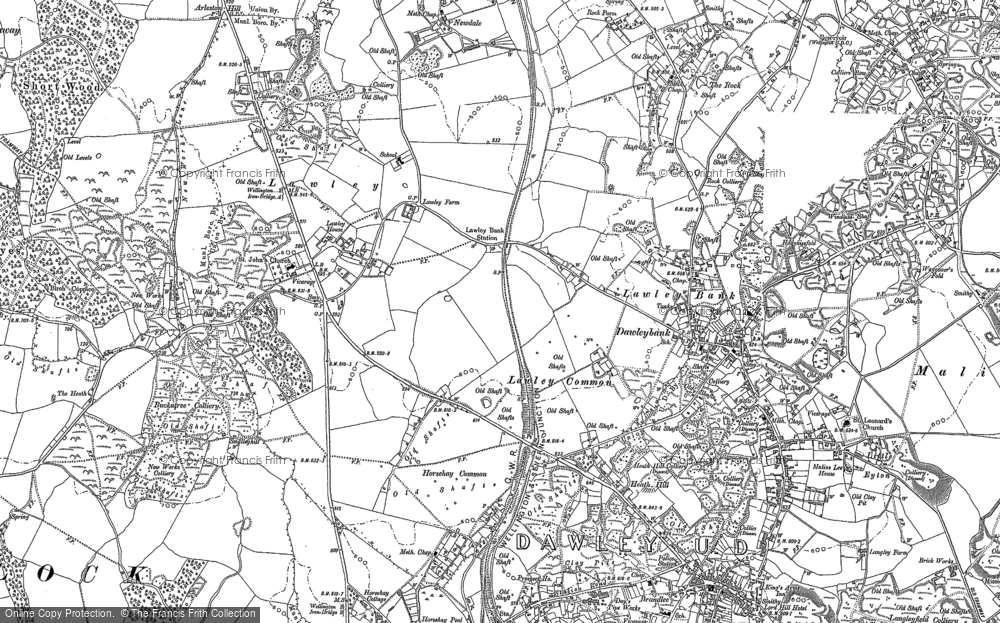 Old Map of Historic Map covering Lawley Common in 1882