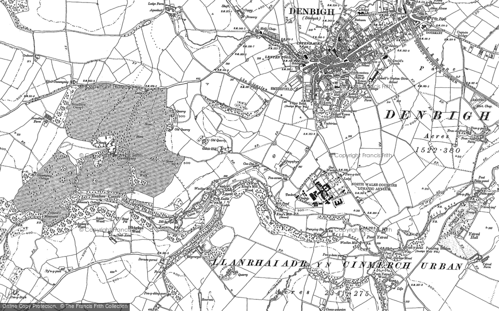 Old Map of Historic Map covering Bodeiliog-isaf in 1898