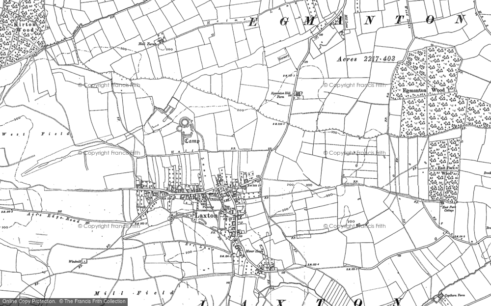 Old Map of Laxton, 1884 in 1884