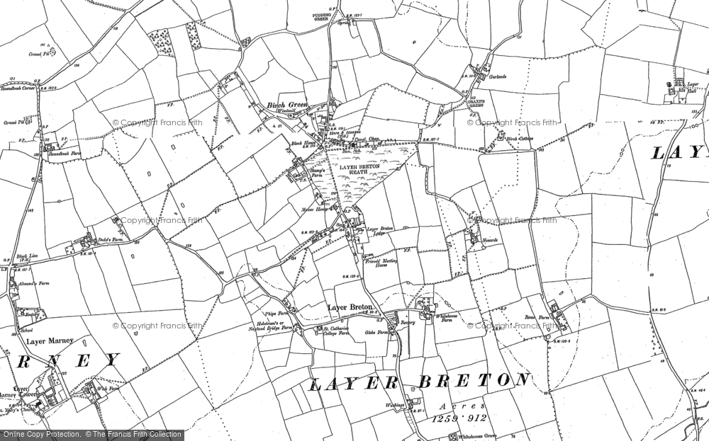 Old Map of Historic Map covering Layer Breton Heath in 1895