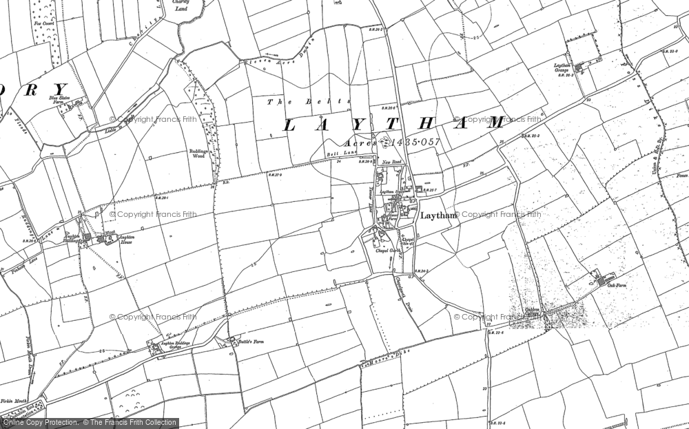 Old Map of Historic Map covering Aughton Ruddings in 1887
