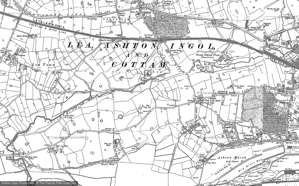 Old Map of Historic Map covering Lea Marsh in 1892